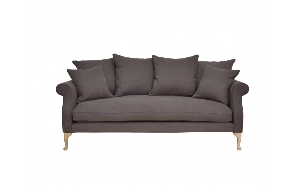Queen sofa 3-osobowa z luźnymi poduszkami i pięknymi giętymi nogami