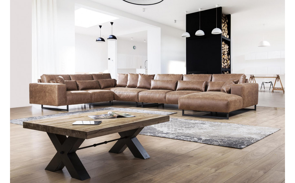 Genadi nowoczena sofa z szezlongiem 302 x 462 x 190cm z czarną nogą