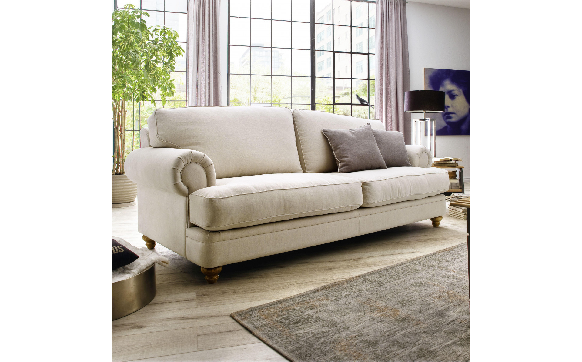 Chelsea stylowa sofa 230cm z dzielonym siedziskiem i standardowym oparciem