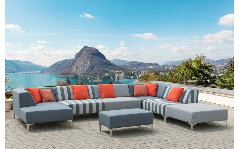 Całoroczna sofa ogrodowa Vanilla 170x424x300cm z pufą 100x60cm