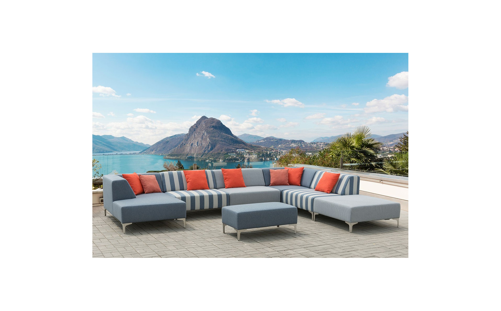 Całoroczna sofa ogrodowa Vanilla 170x424x300cm z pufą 100x60cm