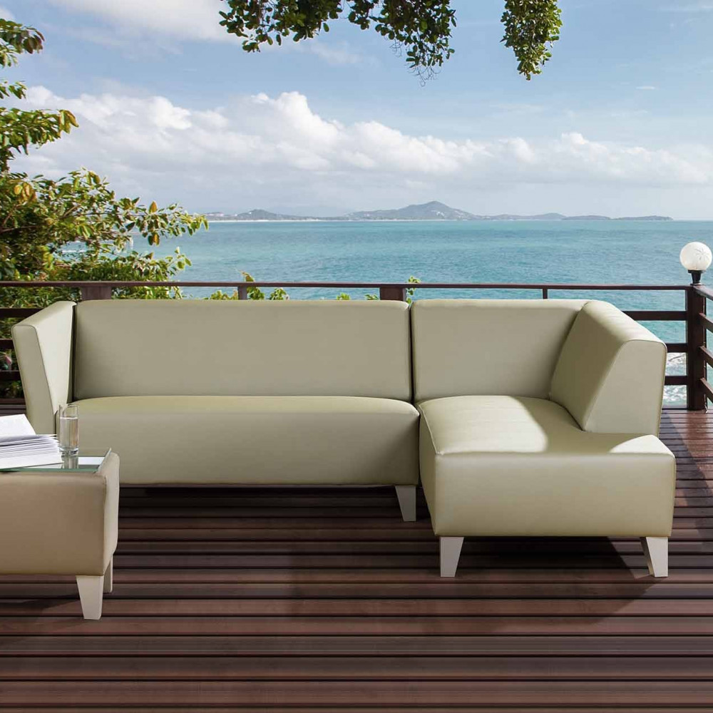 Box ogrodowa sofa narożna 230 cm x 164 cm z pufą