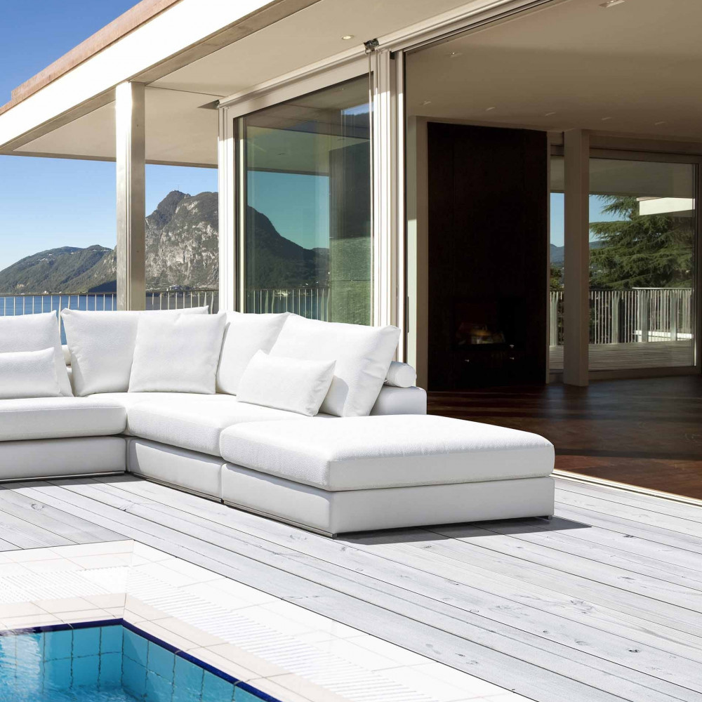 Alberta sofa narożna ogrodowa o wymiarze 376x350cm. Całoroczne meble do