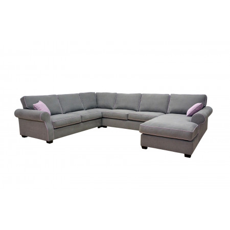Montreal sofa narożna z szezlongiem i luźnymi poduszkami