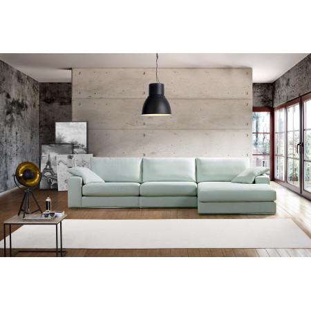 Alberta nowoczesna sofa z szezlongiem i siedziskami Max, szerokość 337 cm