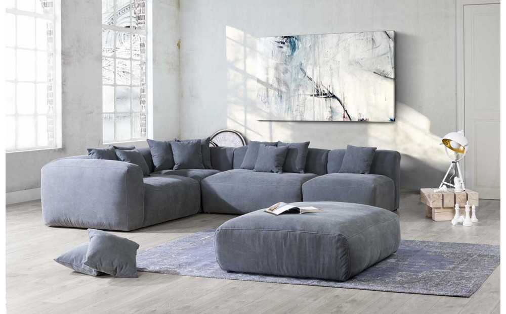 Przytulna sofa Bloom 265 cm x 320 cm z pufą